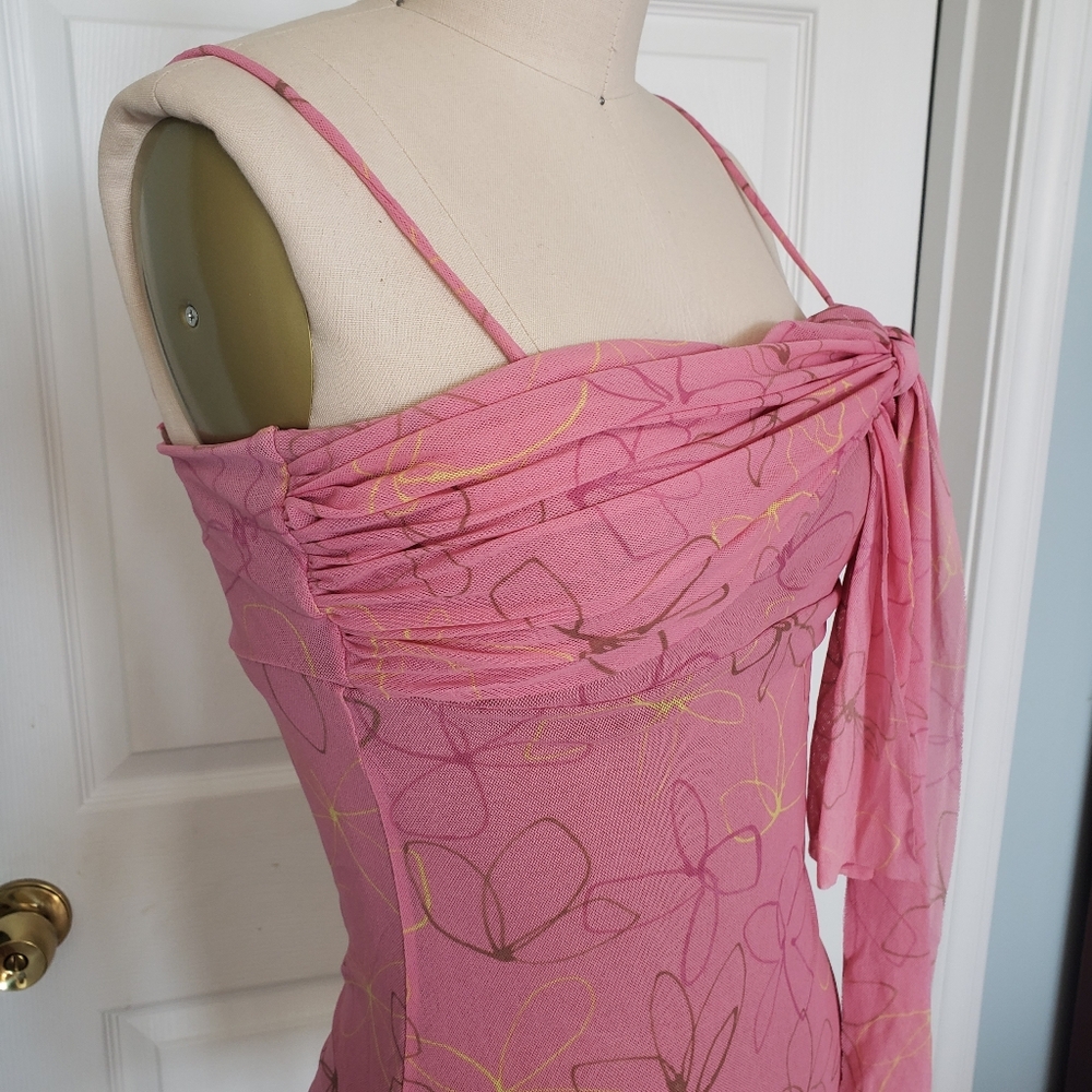 Pink Tie Mesh Tank Top, S - Picture 10 of 13